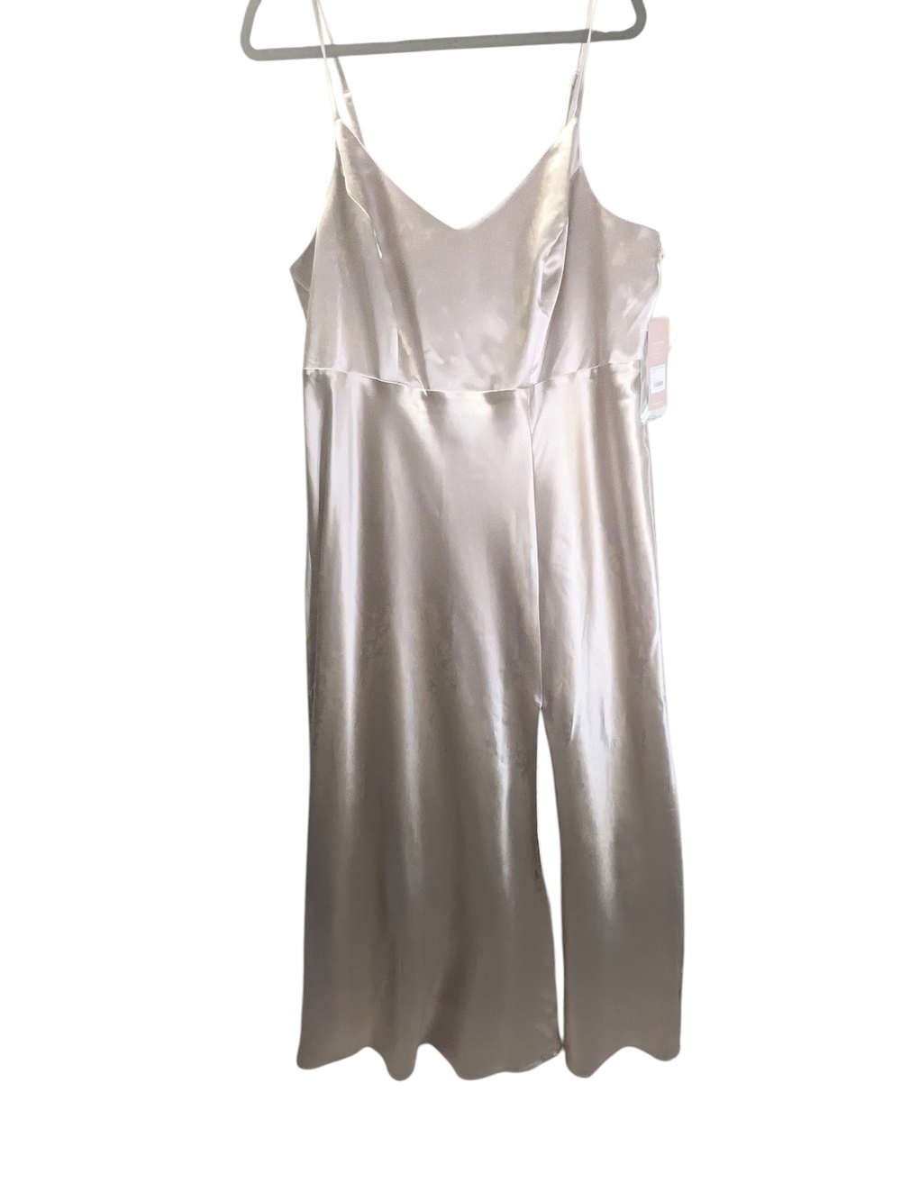 Strappy Tank Satin  Formal Bridesmaid  Dress in Taupe - Women Size 1X Small Flaw